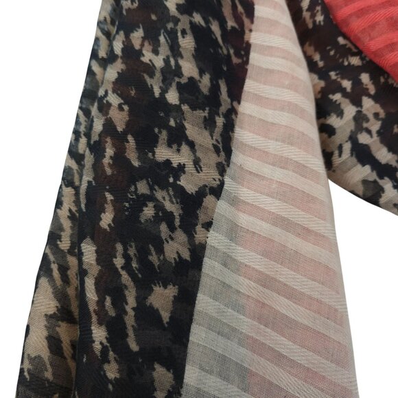 Womens Multicolor Raw Edge Sheer Scarf OS Very Large Shawl Cover Cape Thin - Picture 15 of 16